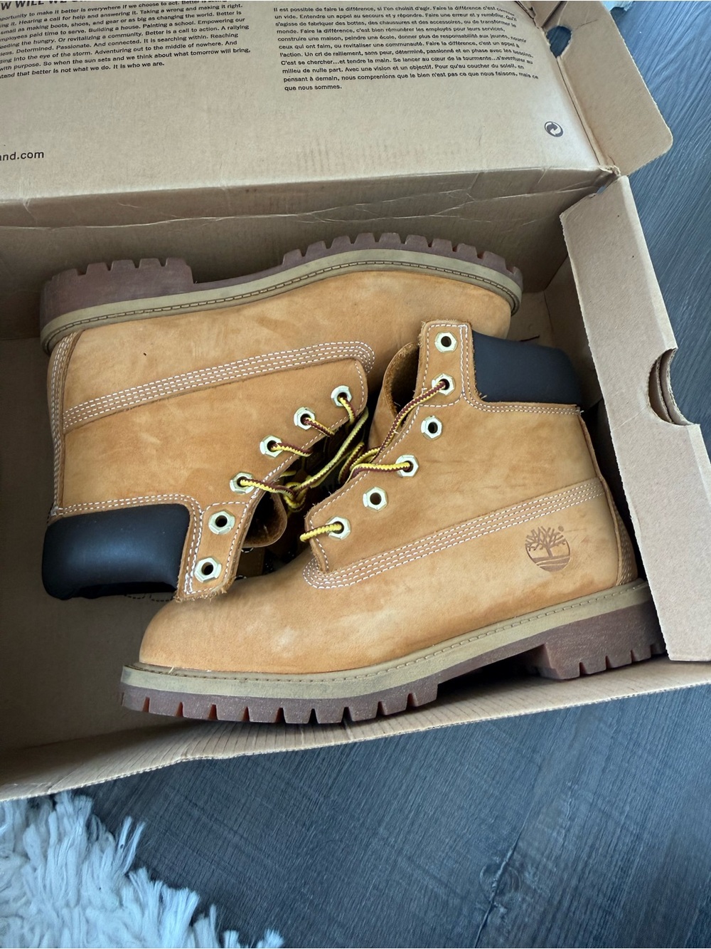 Timberland Wheat/Tan Nubuck Work Boots with Black Collar